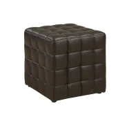 Monarch Leather-Look Cube Ottoman - Dark Brown(m-1)