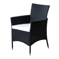 Outsunny 7pcs Outdoor Rattan Dining Set Wicker Furniture Cushioned Seat 6 Armchair 1 Glass Table Garden Patio All Weather Sectional Set(m-9)