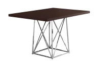 Monarch 48" x 36" Rectangular Wood Top Chrome Metal Base Modern Dining Table - Cappuccino Brown(m-1)