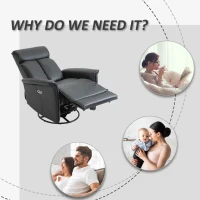 HOMCOM Modern Electronic Power Recliner with 360 Swivel Rotation, USB Charging Port and Footrest, Black(m-7)