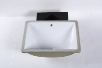 Kleankin Rectangular Undermount Vessel Sink Porcelain Ceramic Bathroom Vanity Sink Art Basin - Glossy White(m-5)