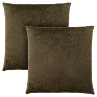 Monarch 18" x 18" Floral Velvet Decorative Throw Pillow (Set of 2) - Dark Green(m-1)