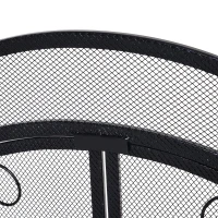 HOMCOM Safety Fireplace Screen Protector with Decorative Scroll Design, 2 Magnetic Doors and Steel Frame, 44" x 33", Black(m-8)