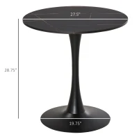 HOMCOM 27.5" Round Dining Table with Metal Pedestal Base for Living Room, Natural Wood/Black(m-3)