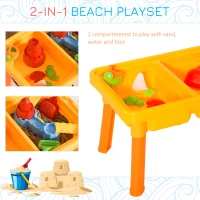 Qaba 23PCs Kids Sand and Water Table Beach Play Toddler Activity Sandbox Summer Beach Toy sets with Castle Shape Molds Lid Accessories Multicolor(m-5)