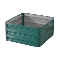 Outsunny 2' x 2' x 1' 2-Piece Raised Garden Bed Box with Steel Frame for Vegetables, Flowers, & Herbs, Green(m-6)