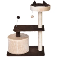 PawHut 81cm/32" Multi-level Cat Tree Scratcher Kitty Activity Center,Condo, Perch, Jumping Platforms,Toys Brown and Beige(m-8)