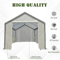 Outsunny 20' L x 10' W x 9' H Large Walk-in Greenhouse with Roll Up Door, 8 Closeable Windows, & Weather PE Cover(m-4)
