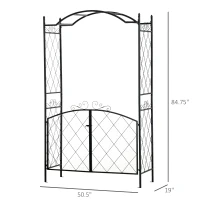 Outsunny 85" x 19" Metal Garden Arch & Gate with Elegant Scrollwork - Perfect for Climbing Vines and Outdoor Weddings(m-2)