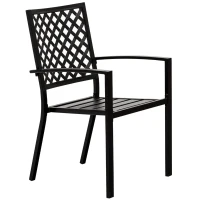 Outsunny 5-Piece Outdoor Patio Square Table Dining Set with 4 Stackable Chairs, Durable Steel Design, & Middle Umbrella Hole of 1.65'' or 1.5''(m-9)