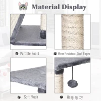 PawHut Sisal Scratching Posts Condo Cat Tree 3-Level Cat Tower W/ Ladder(m-6)