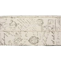 HOMCOM 42" Ottoman Bench, Modern Linen Armed Entryway Bench, Signature Print with Cream White Parchment Background(m-14)