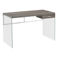 Monarch 48" Contemporary Glass Legged Writing Computer Desk with Drawer - Dark Taupe(m-1)