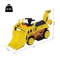 Aosom 6V Electric Bulldozer Ride-On Construction Excavator Toy Vehicle for Kids with Music, Lights, and Shovel(m-3)