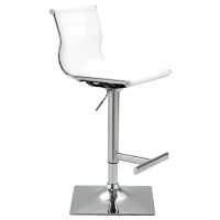 HOMCOM Modern Adjustable Bar Stool Pub Chair, Swivel Dining Stool with Gas Lift, Steel Base, Breathable Fabric Seat for Kitchen Island Counter, White(m-10)