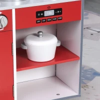 Qaba 2 in 1 Multifuction Kids Kitchen Play Set with Accessories Large Play Kitchen Red(m-15)