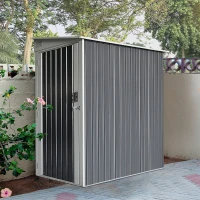 Outsunny 3.5' x 6' Lean to Garden Storage Shed, Outdoor Metal Tool House with Lockable Door Vents for Backyard Patio Lawn, Gray(m-2)