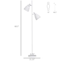 HOMCOM Modern Tree Shape Floor Lamp with 2 Adjustable Lights Round Base Home(m-3)