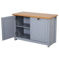 HOMCOM Oak Wood Grain Simple Shoe Cabinet 2-tier Storage with 2 Doors Sturdy Grey(m-5)