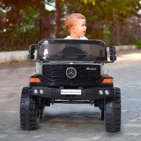 Aosom 12V Mercedes Power Wheels Jeep Kid Car 1 Seater 2 Openable Door With Parental Remote Control For 3 - 8 Years Old Kids Black(m-1)