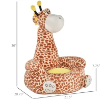 Qaba Giraffe Kids Chair Sofa Flannel Covered Armchair Stick Horse Child Chair with Padded Seat for 18-36 Months - Brown(m-3)