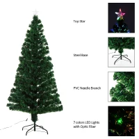 Open Box HOMCOM 6ft Artificial Pre-Lit Fiber Optic Holiday Christmas Tree with 28 LED Lights(m-7)