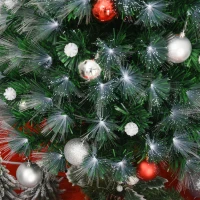 HOMCOM 5ft Tall Pre-Lit Douglas Fir Artificial Christmas Tree with Fiber Optic Ball LED Lights and 180 Tips, Green(m-13)