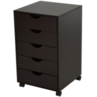 HOMCOM 5 Drawer File Cabinet Storage Organizer Filing Cabinet with Nordic Minimalist Modern Style & Wheels, Brown