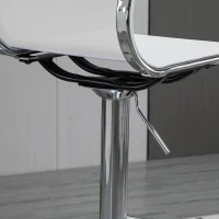 HOMCOM Modern Adjustable Bar Stool Pub Chair, Swivel Dining Stool with Gas Lift, Steel Base, Breathable Fabric Seat for Kitchen Island Counter, White(m-12)