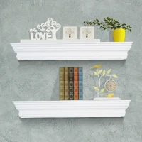 HOMCOM Floating Wall Shelf Ledge Wall Mounted Display Storage Rack Set of 2 White(m-1)