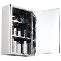 kleankin Vertical Medicine Cabinet Bathroom Wall Mounted Mirror Storage Stainless Steel(m-3)