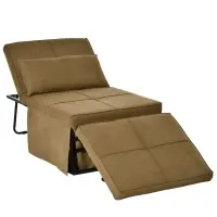 HOMCOM 4-in-1 Multi Function Folding Single Sofa Bed with Retractable Footrest, Convertible Sleeper with Adjustable Backrest For Living Room and Small Spaces, Brown(m-1)