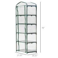 Outsunny 27'' x 19'' x 76'' 5 Tier Mini Greenhouse Outdoor Flower Stand Transparent PVC Cover Steel Frame(m-3)