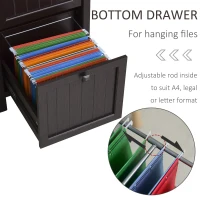 HOMCOM Vintage Executive Computer Desk, Home Office Work station, Student Table with Cabinet & 3 Drawers for Hanging Files, Brown(m-5)