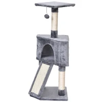 PawHut Sisal Scratching Posts Condo Cat Tree 3-Level Cat Tower W/ Ladder(m-8)