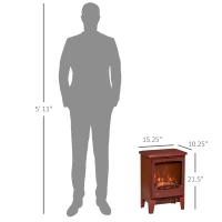 HOMCOM Electric Fireplace Stove, Free standing Fireplace Heater with Realistic Flame Effect, Overheat Safety Protection, 750W/1500W, Red(m-3)