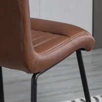 HOMCOM 30" Industrial Bar Stool, PU Leather Barstool with Footrest, Upholstered Armless Pub Height Chair, Brown / Black(m-14)