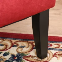 HOMCOM Retro High Back Upholstered Accent Chair Armless Velvet Living Room Chair with Curved Backrest and Birch Legs, Red(m-10)