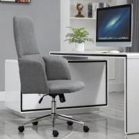 Vinsetto High Back Office Computer Chair with Breathable Fabric, Padded Armrest, and Swivel Wheels - Grey(m-9)
