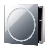 HomCom Vertical 28" LED Illuminated Bathroom Sliding Wall Mirror Medicine Cabinet - Ring LEDs(m-3)