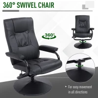 HomCom Ergonomic Faux Leather Lounge Armchair Recliner And Ottoman Set - Black(m-5)