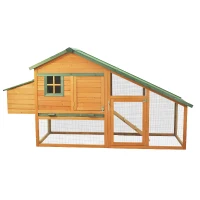 PawHut 87"Lx29"Wx46" Deluxe Backyard Wood Chicken Coop Rabbit Poultry Hen House with Run Nesting Box(m-1)