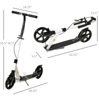 Soozier one-click Folding Kick Scooter for 14+ w/ Adjustable Handlebar, Push Scooter with Kickstand, Dual Brake System, Shock Absorber, 7.75'' Wheels & ABEC-7 Bearings, White(m-3)