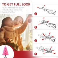 HOMCOM 4ft Fir Artificial Christmas Tree with Realistic Branches, 130 Multi-Color Fiber Optic LED Lights and 130 Tips, Pink(m-5)