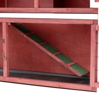 PawHut Rabbit Hutch 48" 2-Story Elevated Stacked Wooden Rabbit Hutch Small Animal Habitat with Ramp Between Both House Areas(m-9)