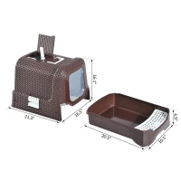 PawHut D31-002 Deluxe Cat Litter Pan, Coffee(m-3)
