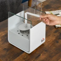 HOMCOM Ethanol Fireplace, 7.75" Tabletop 0.10 Gal, Stainless Steel, Burns up to 2 Hours, White(m-8)
