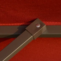 Outsunny Patio Umbrella 15' Steel Rectangular Outdoor Double Sided Market with base, UV Sun Protection & Easy Crank for Deck Pool Patio, Wine Red(m-12)