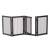 PawHut Free Standing Wooden Pet Gate Indoor Dog Barrier Foldable Step Over Doorway Fence Safety Gate with Open Door Z Shape 4 Panel(m-6)