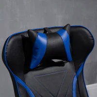 Vinsetto High Back Video Gaming Recliner with Ottoman, Racing Style PC Computer Office Chair, Swivel with Headrest & Lumbar Support, Adjustable Height, Black/Blue(m-11)